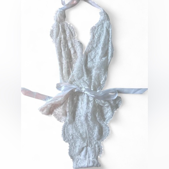 Oh La La Cheri Bridal Naomi Eyelash Lace Halter Teddy Women's Size S/M Paris - Picture 3 of 8